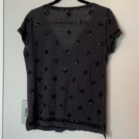 Calypso St.Barth black linen sequin embroidered T-shirt Good condition size S - Picture 4 of 4
